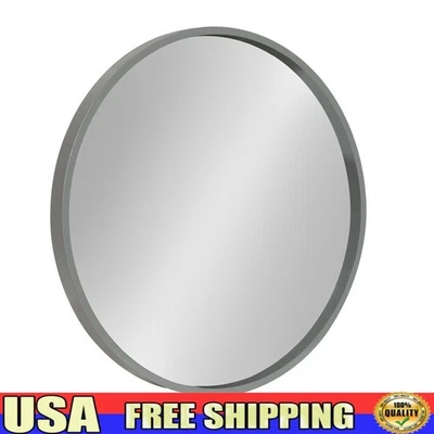 Round Wood Wall Mirror Decorative Accent Modern Home Decor Hanging Mirror New - Image 1 of 4