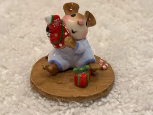 Wee Forest Folk STOCKING UNSTUFFER, WFF# M-660b, Blue Christmas Mouse, Retired - Bild 1 von 5