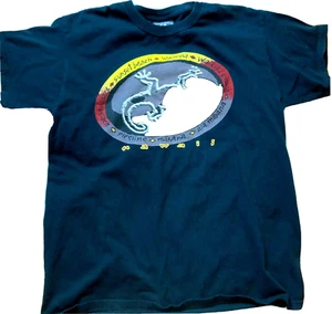 Vintage Steve & Barry's Black Hawaiian T-shirt M 100% preshrunk cotton gecko 21" - Picture 1 of 5