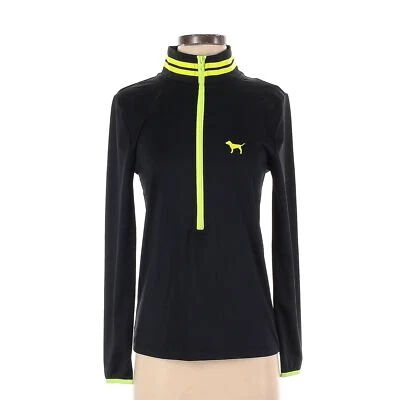 Pullover ROSA Victoria Secret Ultimate Media Cremallera Negro Verde Neón Atlético Talla S Foto 1 de 4