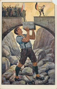 Figura gigante austriaca uniendo austriacos y puente de conexión alemán 1922 - Imagen 1 de 2