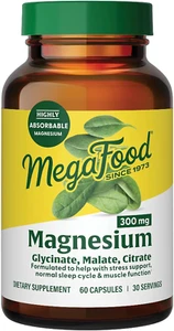 Megafood Magnesium 300 Mg - Highly Absorbable Blend of Magnesium Glycinate - Picture 1 of 12