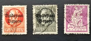 BAVARIA 1919 - 1920 Scott # 140, 142, 241 Ludwig overprint / Waterwheel 3 stamps - Picture 1 of 1