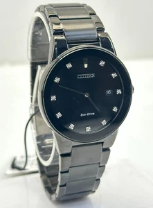 Citizen Eco-Drive AU1065-58G Men's Diamond Markers Black Bracelet 40mm #129 - Picture 1 of 12