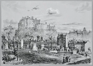 Edinburgh EDINBURGH CASTLE FROM GREYFRIARS CHURCH Original Victorian Print c1881 - Picture 1 of 2