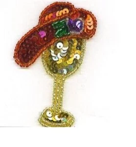 Red Hat Hat Stand Sequin Beaded Applique Patch Jewelry Fashion Accessory ZDS2 - Picture 1 of 4