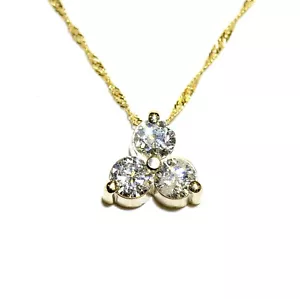 Nuevo Collar Colgante Oro Amarillo 14k .73ct I1 I2 H Diamante 3 Piedras 2.5g 18" - Imagen 1 de 10