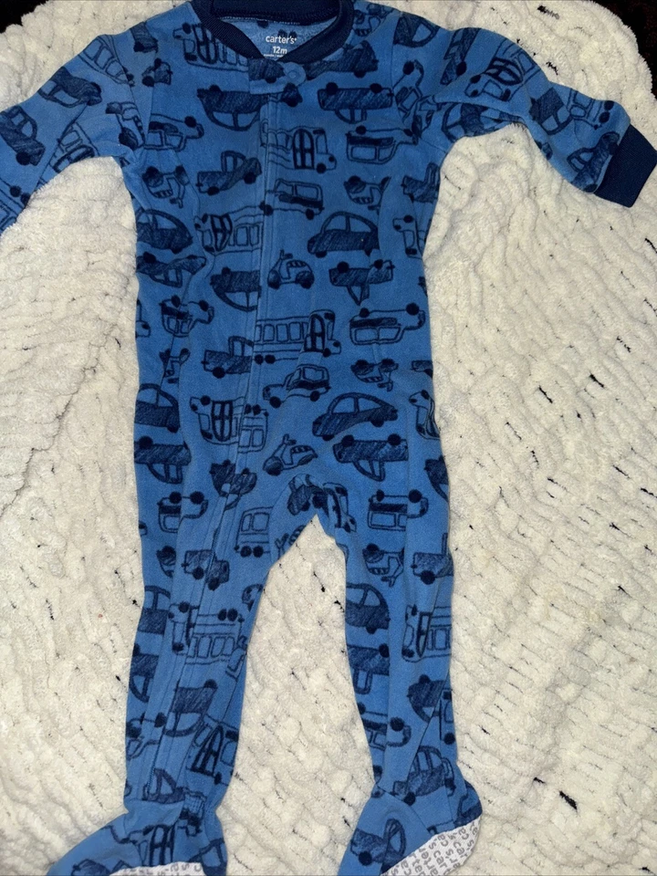 Pijama Carter's Azul Polar Coche Vehículo Patas Cremallera Completa Foto 1 de 4