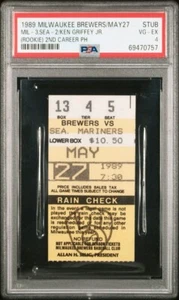 1989 Ken Griffey Rookie Ticket - 2nd Career PH - PSA 4 - POP 1 (None Higher) - Picture 1 of 4