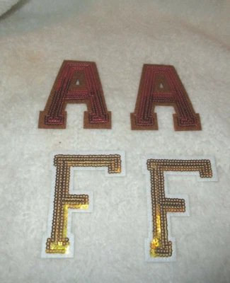Sewing~Patches~Sequined~Letters F & A~4 qty~Pre-Owned - Image 1 of 4