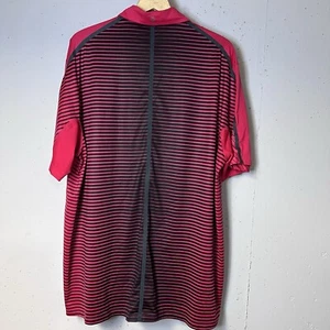 Nike Tiger Woods Collection Golf Polo Shirt Mens XL Pink Red Gray Stripe Dri Fit - Picture 1 of 7