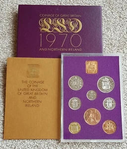 1970 LAST OF £SD PROOF SET HALFPENNY bis HALFCROWN ZERTIFIKAT & ÄRMEL GEBURTSTAG - Bild 1 von 1