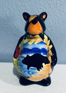 Ceramic Bear Piggy Bank Oak Leaves Acorns - Picture 1 of 6