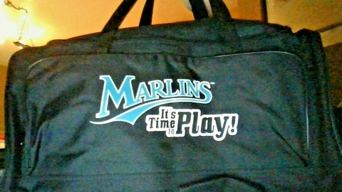 MARLINS " IT'S TIME TO PLAY &  FOX SPORT NET- BLACK BAG 20" X 10" CANVAS LIKE Cover