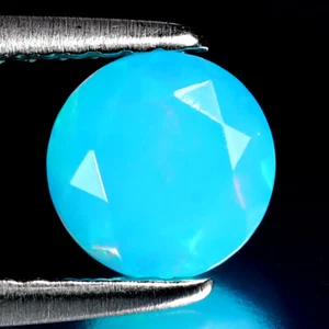 Piedra preciosa suelta redonda deslumbrante de 0,55 quilates (6 x 6 mm) cálida de ópalo azul etíope - Imagen 1 de 2