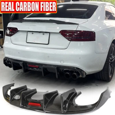 For Audi A5 B8 Sline S5 2Door 2009-11 Real CARBON Rear Bumper Lip Diffuser Light - Image 1 of 4