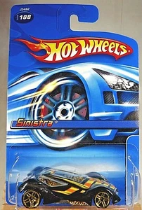 2006 Hot Wheels Mainline/Collector #188 SINISTRA Black w/Gold PR5 Spoke Wheels - Picture 1 of 4