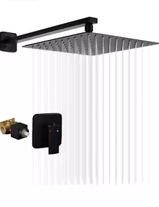 New GGStudy Single Function Rainfall Shower Head Matte Black - Picture 1 of 9
