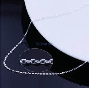Real Solid 925 Sterling Silver Necklace 1.5mm Trace Chain 14-26" inches Stamped - Picture 1 of 6