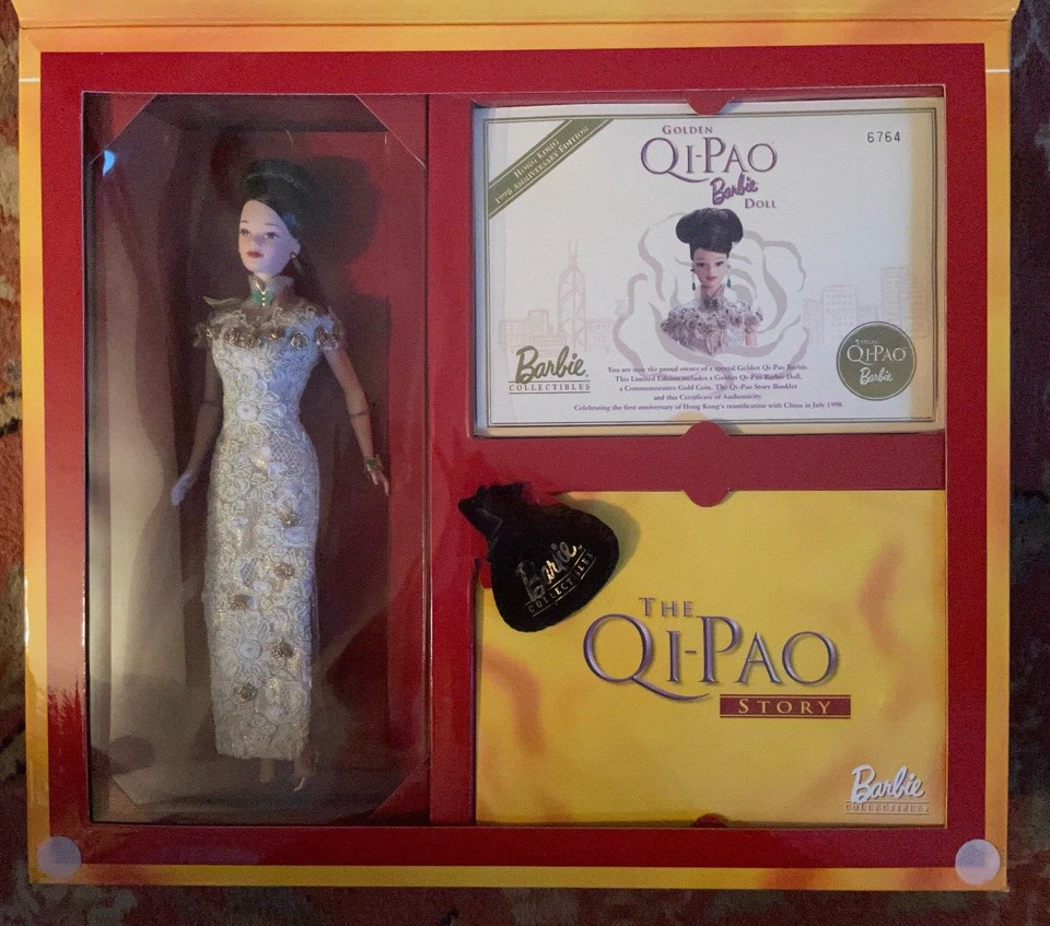 1998 Hong Kong Anniversary Edition Golden Qi-pao Barbie Doll Mattel 20649 MIB
