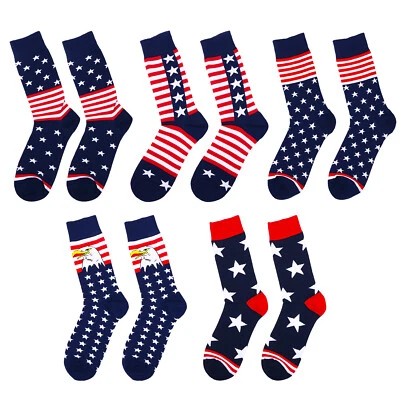 5 Pairs Patriotic American Flag Socks 4th of July Stars&Stripes Socks Men Women — 第 1/4 张图片