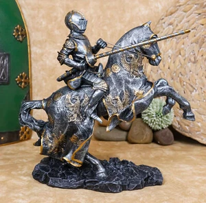 Ebros Medieval Champion Knight In Suit Of Armor With Lance On Horse Figurine - Picture 1 of 10
