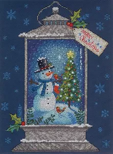 Dimensions Counted Cross Stitch Kit - Snowman Lantern - Picture 1 of 1