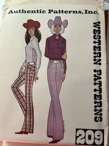 Seltene Vintage AUTHENTISCH Nähmuster 209 Damen Western Hose Größe 10 ungeschnitten - Bild 1 von 2