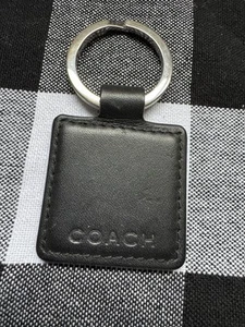 Vintage Coach Classic Leather Key Ring Fob Black Square Authentic Accessory - Picture 1 of 24