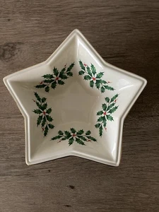 Lenox Holiday Star 8" Schüssel American by Design Holly Berry Weihnachten Goldrand - Bild 1 von 4