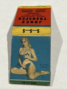 Vintage Girlie Matchbook Cover Jones Transfer Michigan Front Strike Advertising - Picture 1 of 3