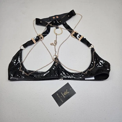 Playboy x Yandy Women Bra XL Black Harness Buckle Body Chain Choker NWT - Image 1 of 4