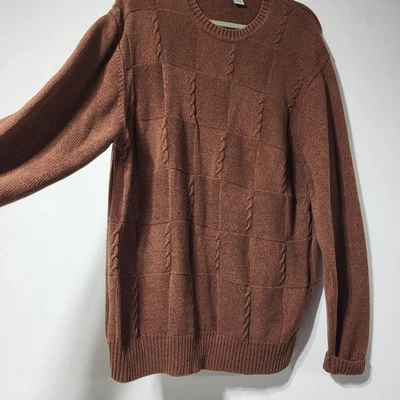Vintage Geoffrey Beene Mens Grandpa Cotton Sweater XL Brown Copper Pullover - Image 1 of 4