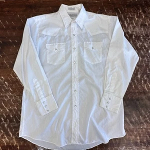 Vintage Ranchwear weiß Western Perlen Druckknopf Hemd Herren 16,5 34 Cowboy Rodeo - Bild 1 von 11