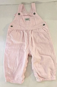 OshKosh B'Gosh Overalls Pink Striped Bib Vestbak Baby Infant Girls 12 months - Picture 1 of 7