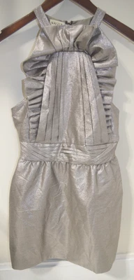 Vestido C18 Vintage Krizia TOP Italia 40 Babero Delantal Metálico Texturizado Volantes Foto 1 de 4