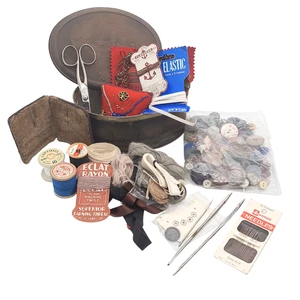 Vintage Sewing Bundle – Scissors, Fabrics, Buttons, Pin Cushions, Needle Case - Picture 1 of 23