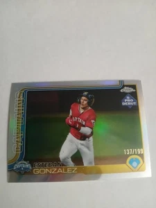 2025 Topps Pro Debutto ESTEBAN GONZALEZ Cromato Rifrattore Auto #137/199 INDIANI - Foto 1 di 2