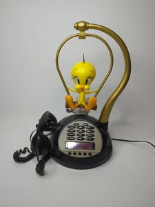 Telemania Vintage Tweety Bird Landline Phone With A Paw Pushing The Swing READ - Picture 1 of 8