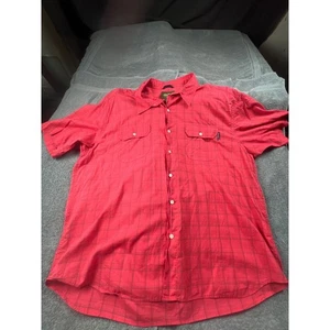 Eddie Bauer Red Plaid Short Sleeve Button Up Shirt Men's Large - Picture 1 of 4