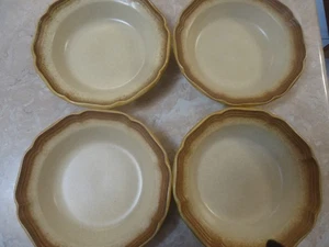 Set of 4 Mikasa Whole Wheat 8 1/2" Rimmed Soup/Salad Bowls E8000 - Picture 1 of 5