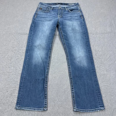 Pantalones de mezclilla BKE Tyler para hombre 33x32 azul pierna recta puntada gruesa bigote occidental Foto 1 de 4