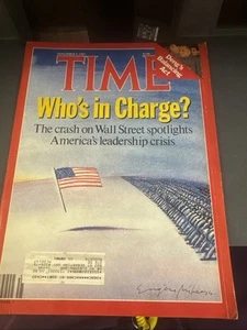 1987 NOVEMBER 9 TIME MAGAZINE CRASH ON WALL STREET FRONT COVER Rare Vtg - Foto 1 di 12