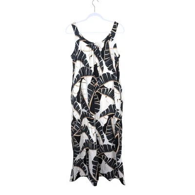 Платье макси Chico's 0 США 4/6 маленькое с принтом из тропических листьев марлевые хлопковые карманы - Изображение 1 из 4