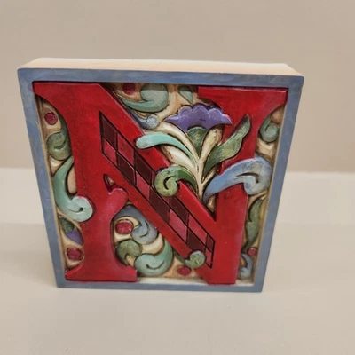 Jim Shore Heartwood Creek Monograma Letra N Alfabeto Bloque Colgante de Pared Decoración Foto 1 de 4