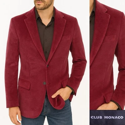 Blazer Club Monaco Para Hombres Pana Algodón Borgoña Granate Rojo Talla M - Abrigo Informal Foto 1 de 4