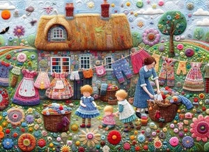 Rompecabezas QPuzzles 1000 piezas - Audrey's Hatbox - Día de lavado - Imagen 1 de 1