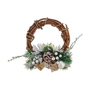 Ghirlanda di Natale Krist+ Verde Argentato Argento Legno Plastica 20,32 cm 22 - Foto 1 di 1