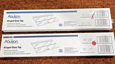 Dois tampos de vidro articulado Aqueon Versa-Top 16 pol x 8 pol.  Compatível com tanque de 5,5 galões. NOVO - Imagem 1 de 4