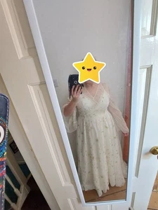 Celestial Moon & Stars Wedding Tunic - Bridal - Long Elven Sleeves & Train - Picture 1 of 11